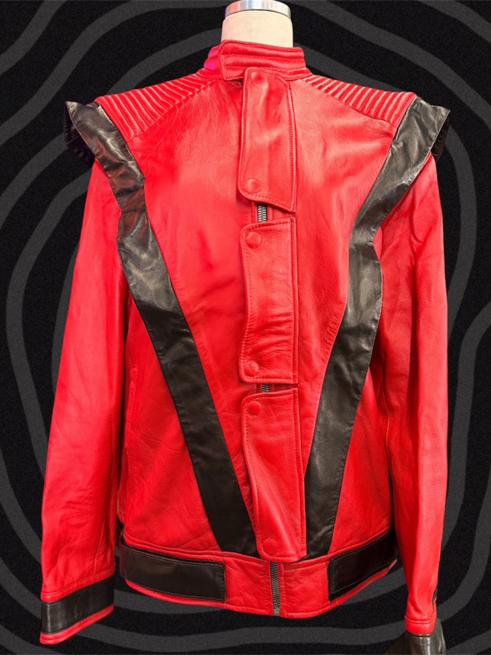 Thriller Micheal Jackson red Leather  Jacket with Black Accent Panels